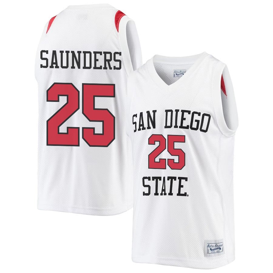 Elijah Saunders 25 San Diego State Aztecs 2023- Me White NCAA Jersey Men's