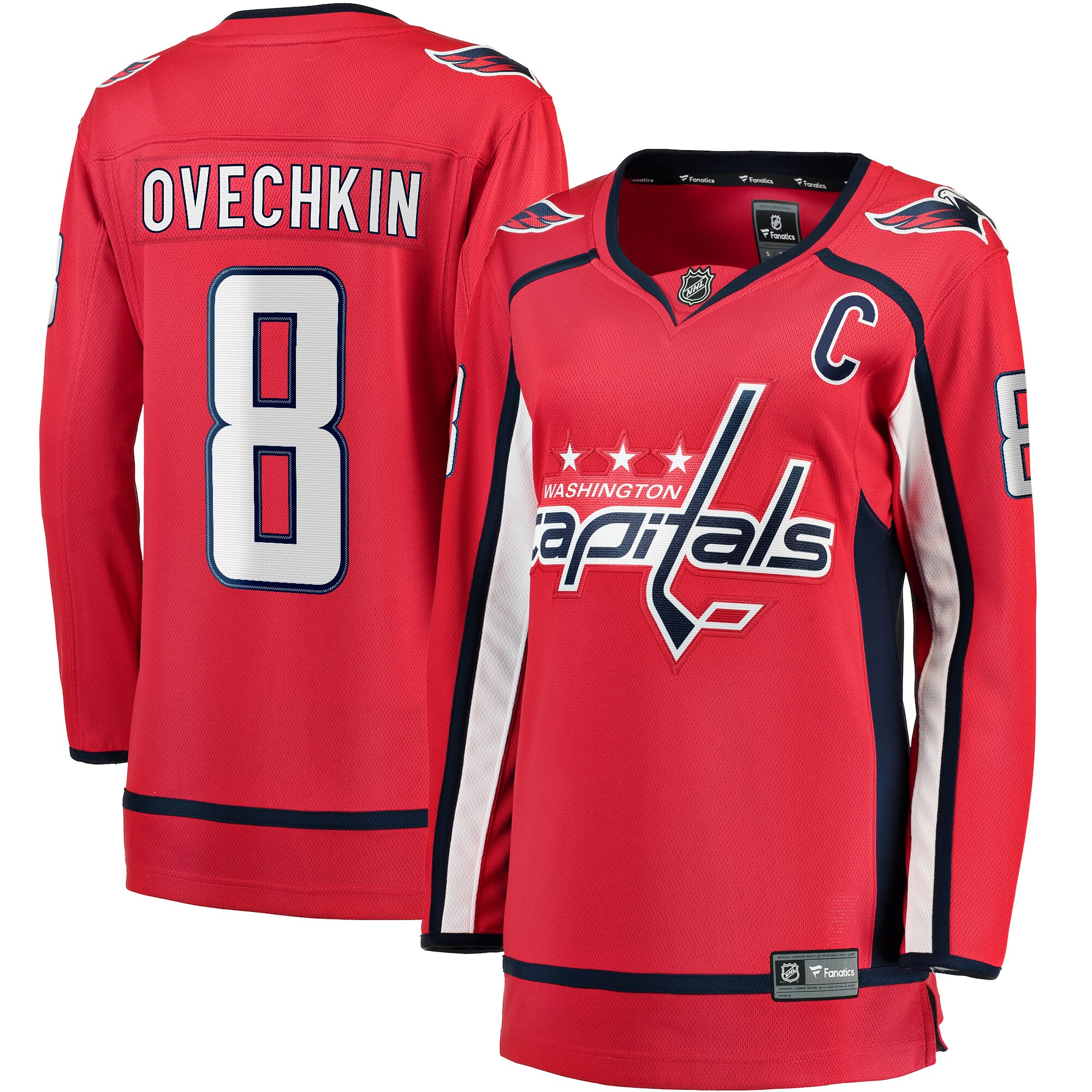 Washington Capitals Alexander Ovechkin Red Captain Patch Home Breakaway Player NHL Jersey Women's