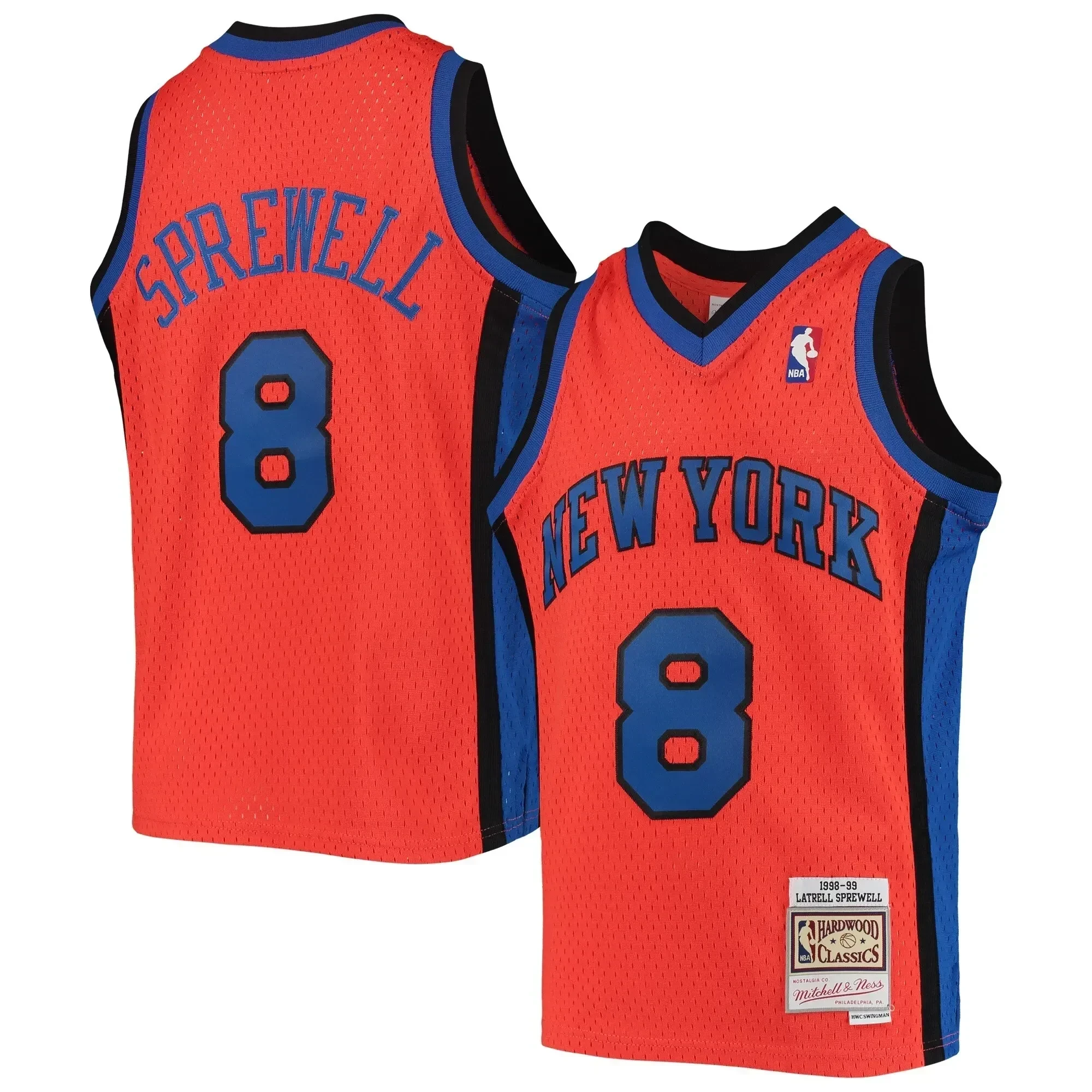 Latrell Sprewell New York Knicks Mitchell Ness 1998-99 Hardwood Classics Reload ??Orange NBA Jersey Men's
