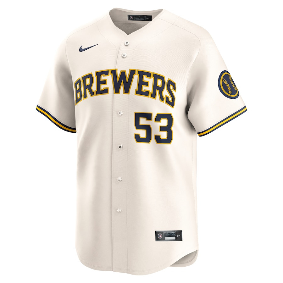 Brandon Woodruff 53 Milwaukee Brewers Home Limited Player Cream MLB Jersey Men's