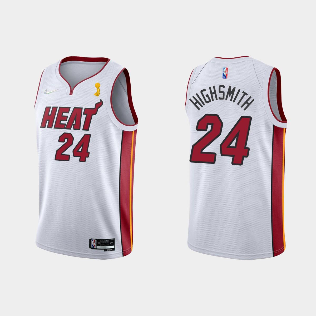 Miami Heat 24 Haywood Highsmith Champions Cup 2023 Patc White NBA Jersey Men's