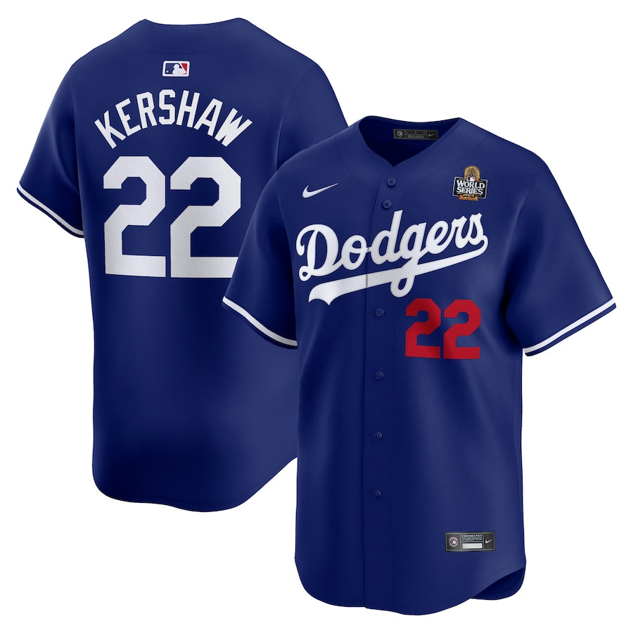 Clayton Kershaw 22 Los Angeles Dodgers 2024 World Series Home Limited Player Royal MLB Jersey Men's