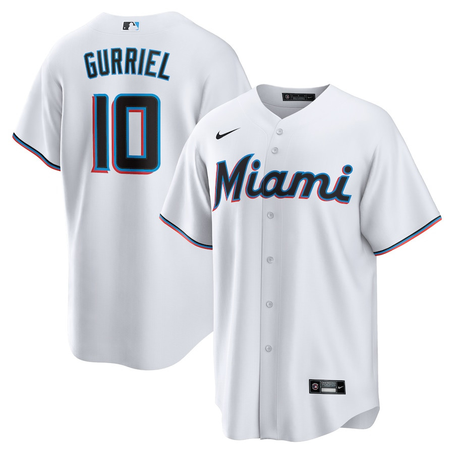 Yuli Gurriel 10 Miami Marlins White MLB Jersey Men's
