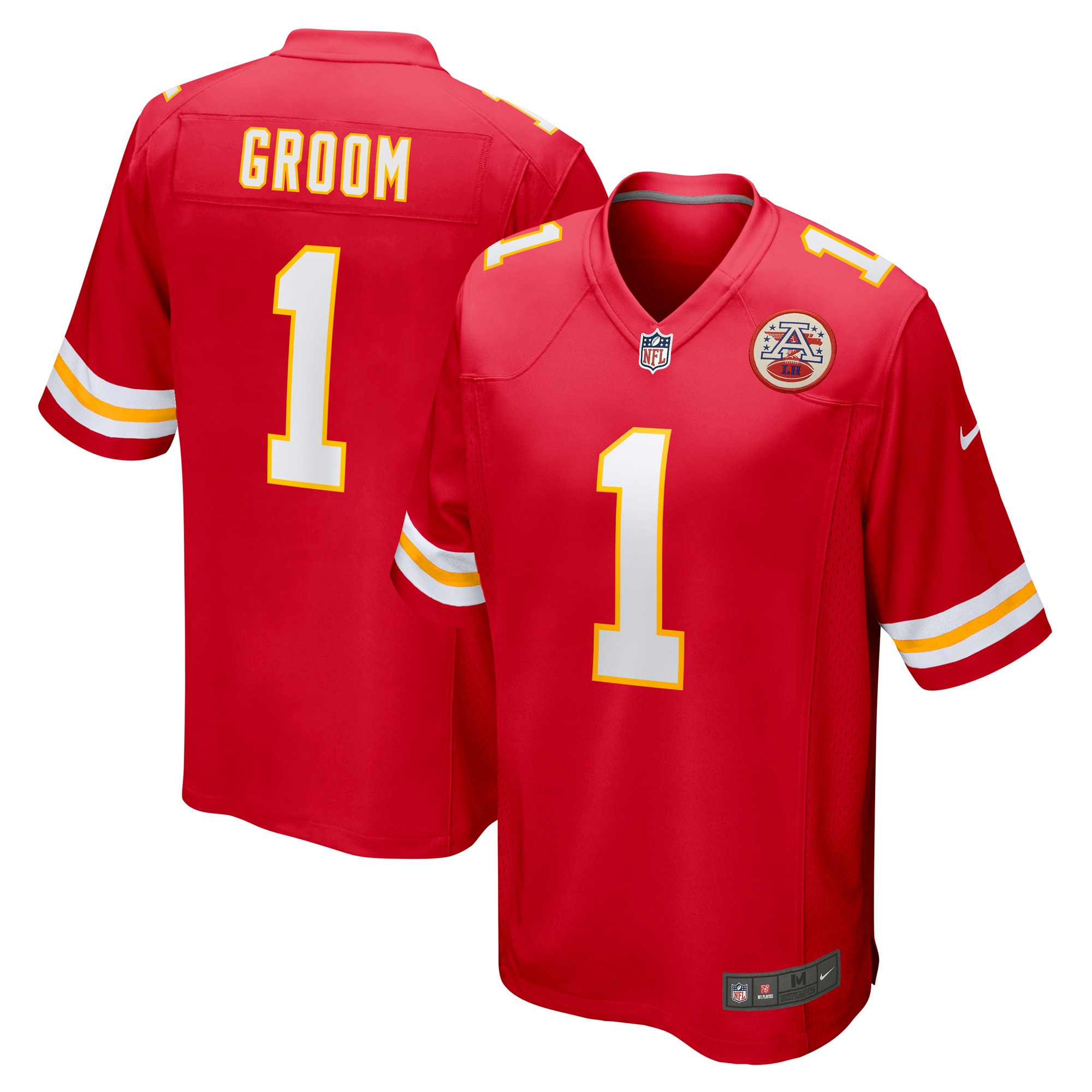Kansas City Chiefs Number 1 Groom Red Game NFL Jersey Men's