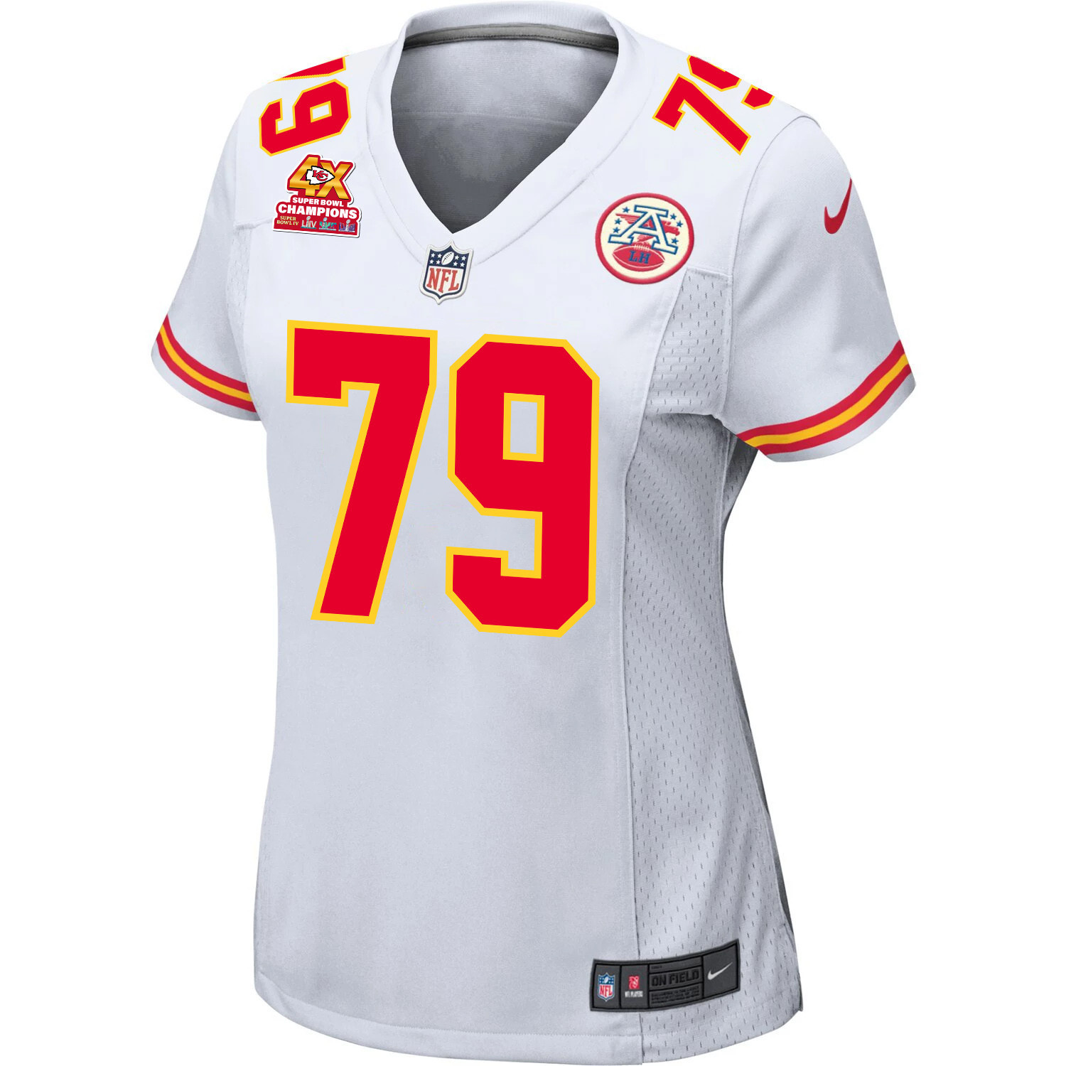 Donovan Smith 79 Kansas City Chiefs Super Bowl LVIII Champions 4X Game White NFL Jersey Women's
