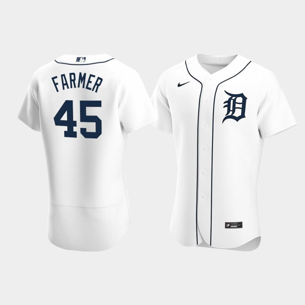 Buck Farmer 45 Detroit Tigers White Home MLB Jersey Men's