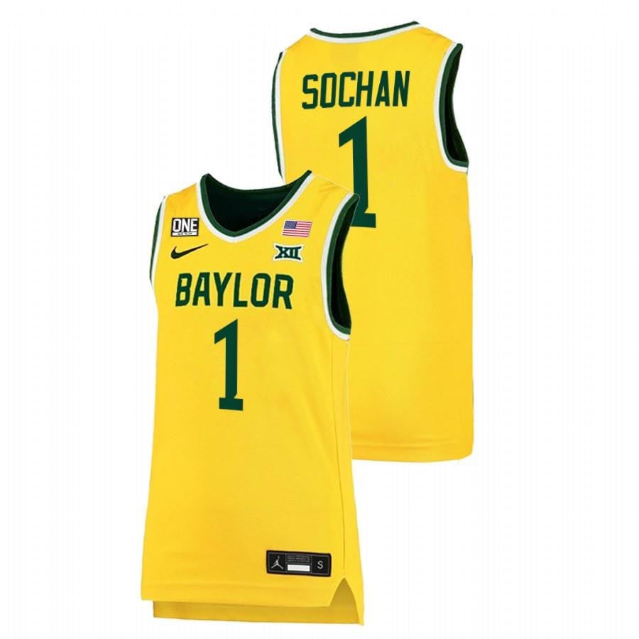 Jeremy Sochan 1 Gold Baylor Bears 2022 Big 12 College NCAA Jersey Men's