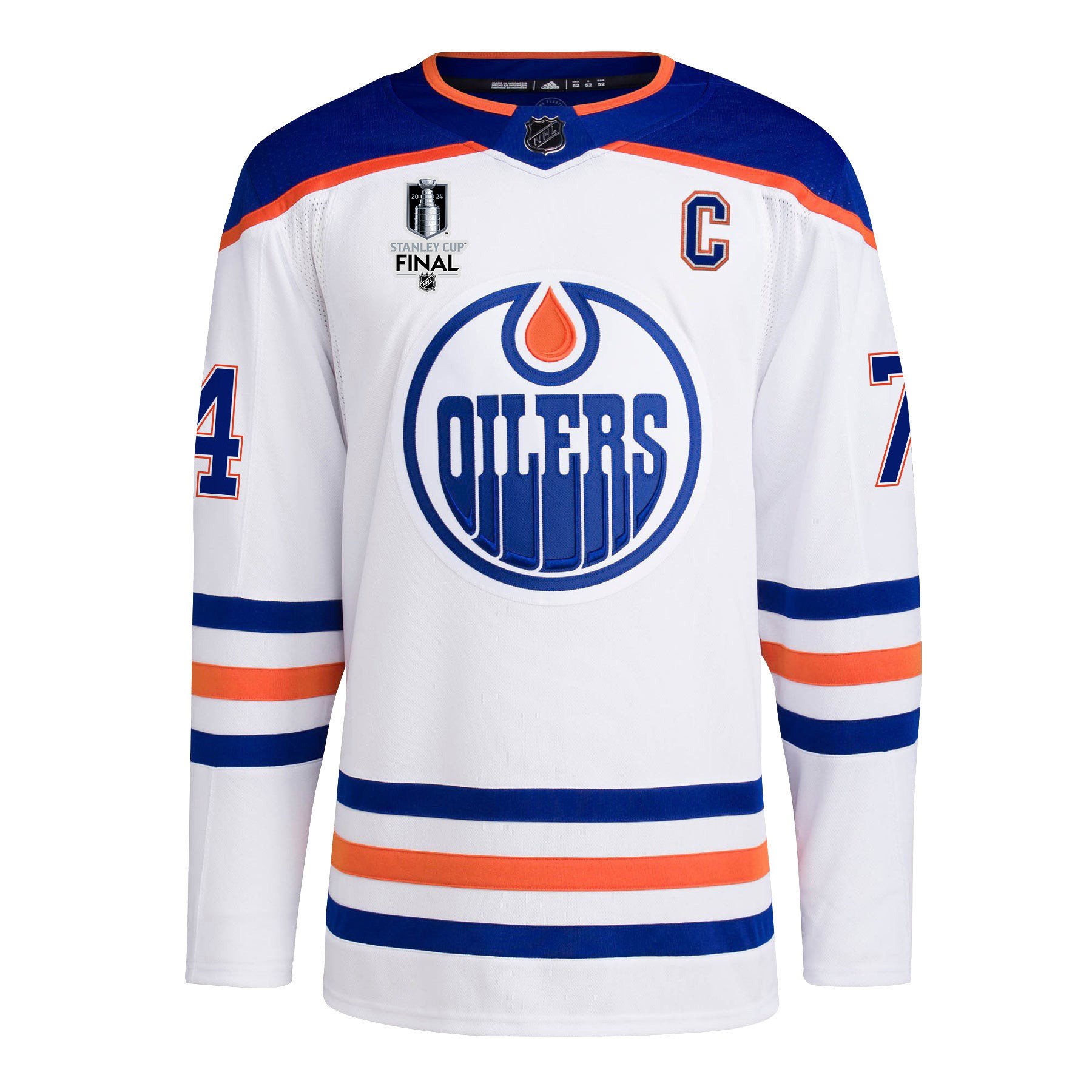 Stuart Skinner 74 Edmonton Oilers 2024 STANLEY CUP Final Away White NHL Jersey Men's