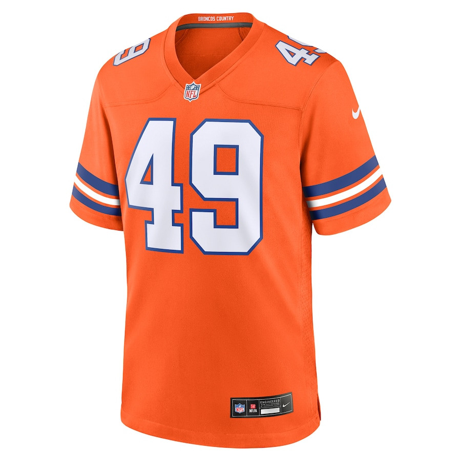 Dennis Smith 49 Denver Broncos Mile High Collection 1977 Throwback Retired Player Game Orange NFL Jersey Men's
