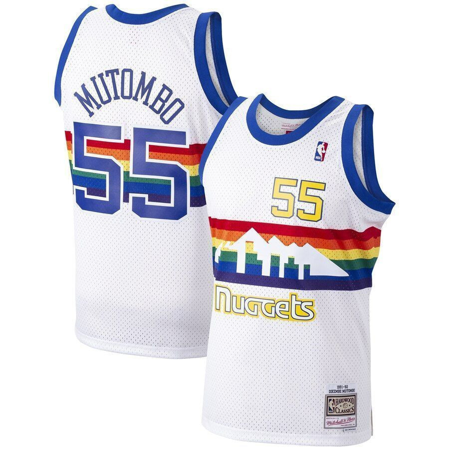 Dikembe Mutombo Denver Nuggets Mitchell Ness 1991-92 Hardwood Classics Swingman Player White NBA Jersey Men's