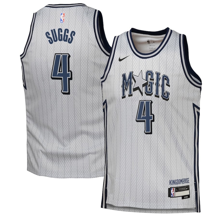 Jalen Suggs 4 Orlando Magicc 2024/25 Swingman Playe City Edition Silver NBA Jersey Youth