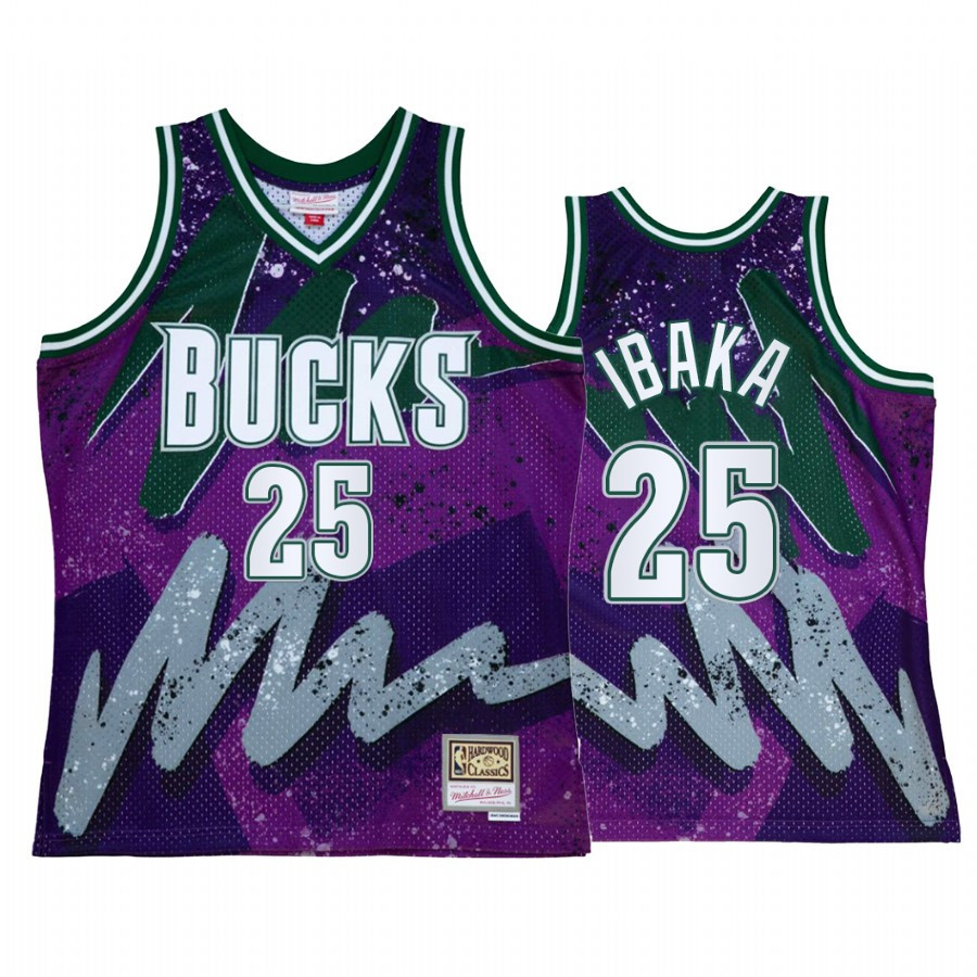 Serge Ibaka 25 Milwaukee Bucks Hyper Hoop Purple Throwback 90s NBA Jersey Men's