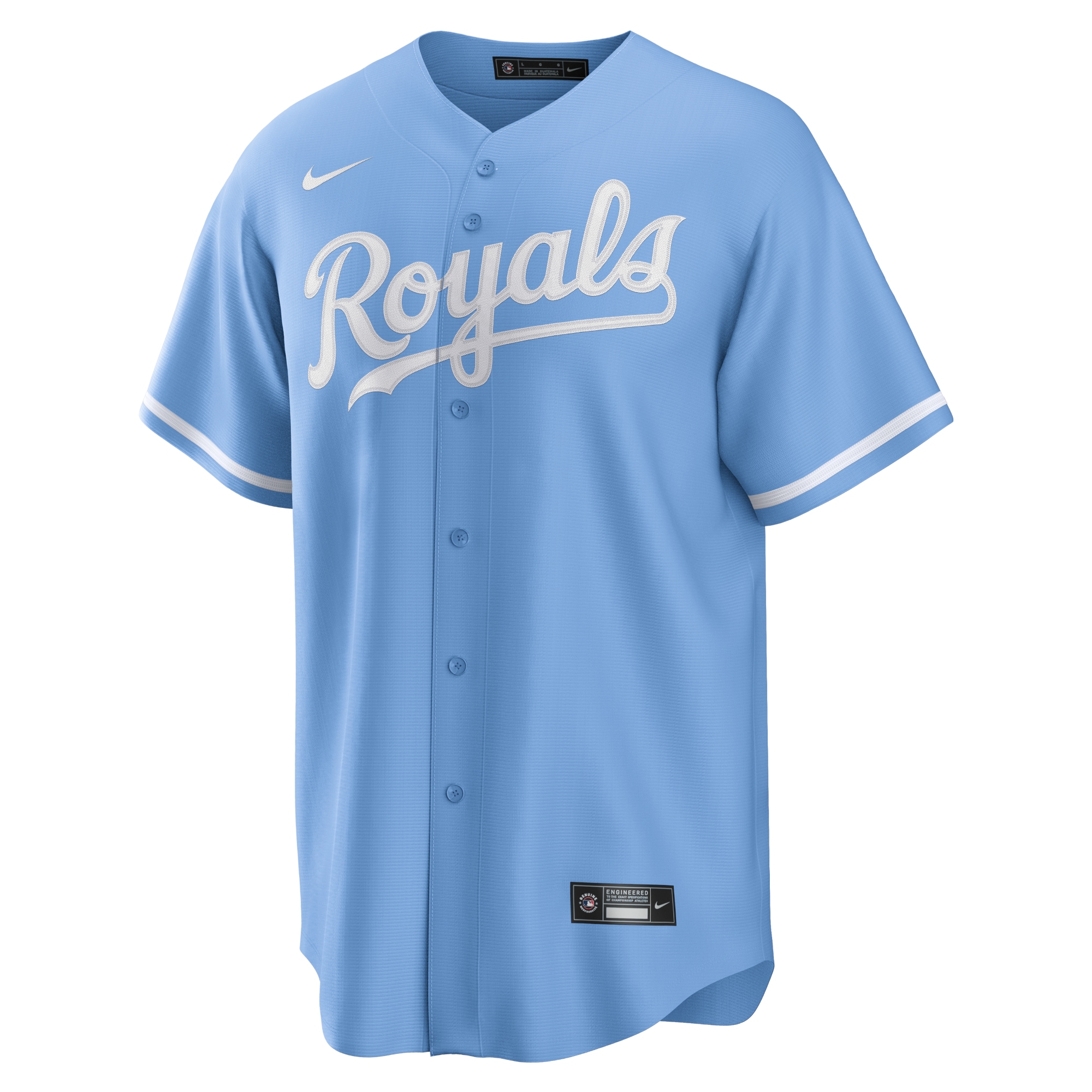 Kansas City Royals Light Blue Alternate Team Logo MLB Jersey Men's