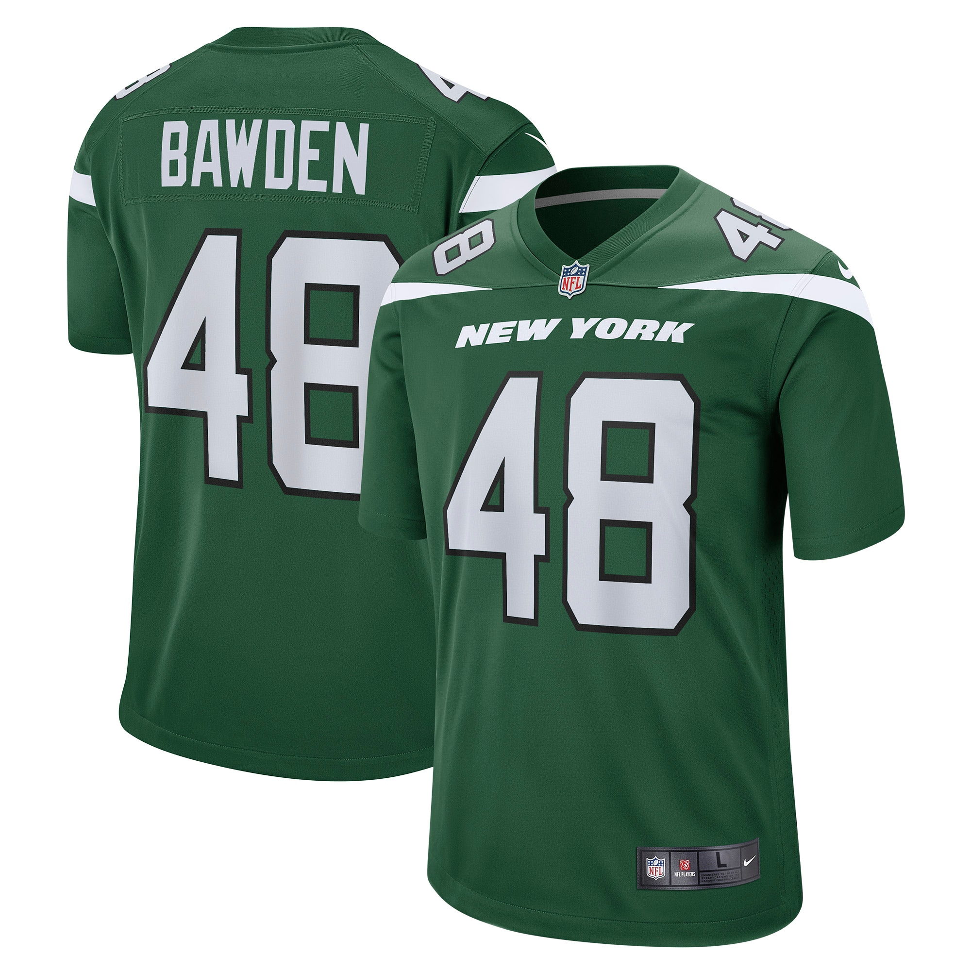 New York Jets Nick Bawden Gotham Green Game Player NFL Jersey Men's