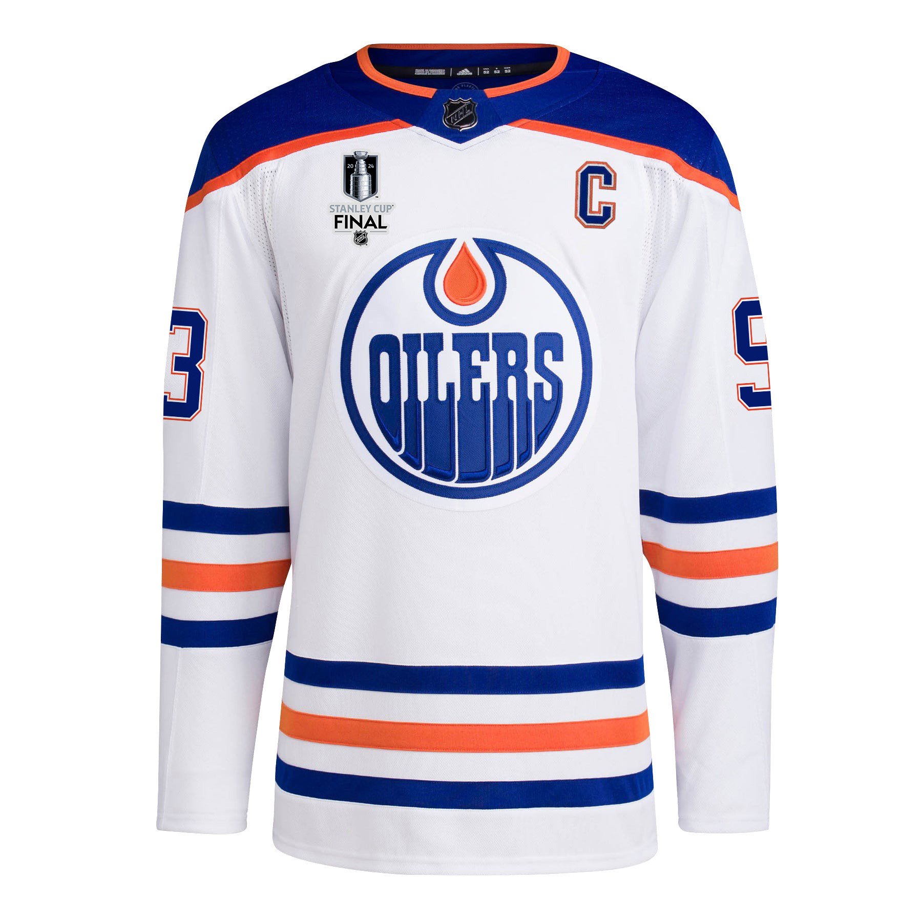 Ryan Nugent-Hopkins 93 Edmonton Oilers 2024 STANLEY CUP Final Away White NHL Jersey Men's