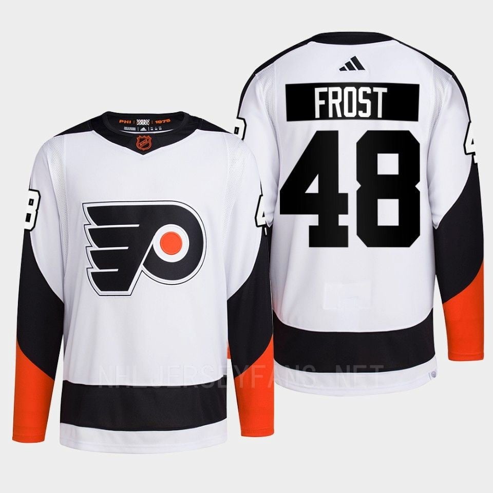 Philadelphia Flyers 2022 Reverse Retro 2.0 Morgan Frost 48 White Primegreen NHL Jersey Men's