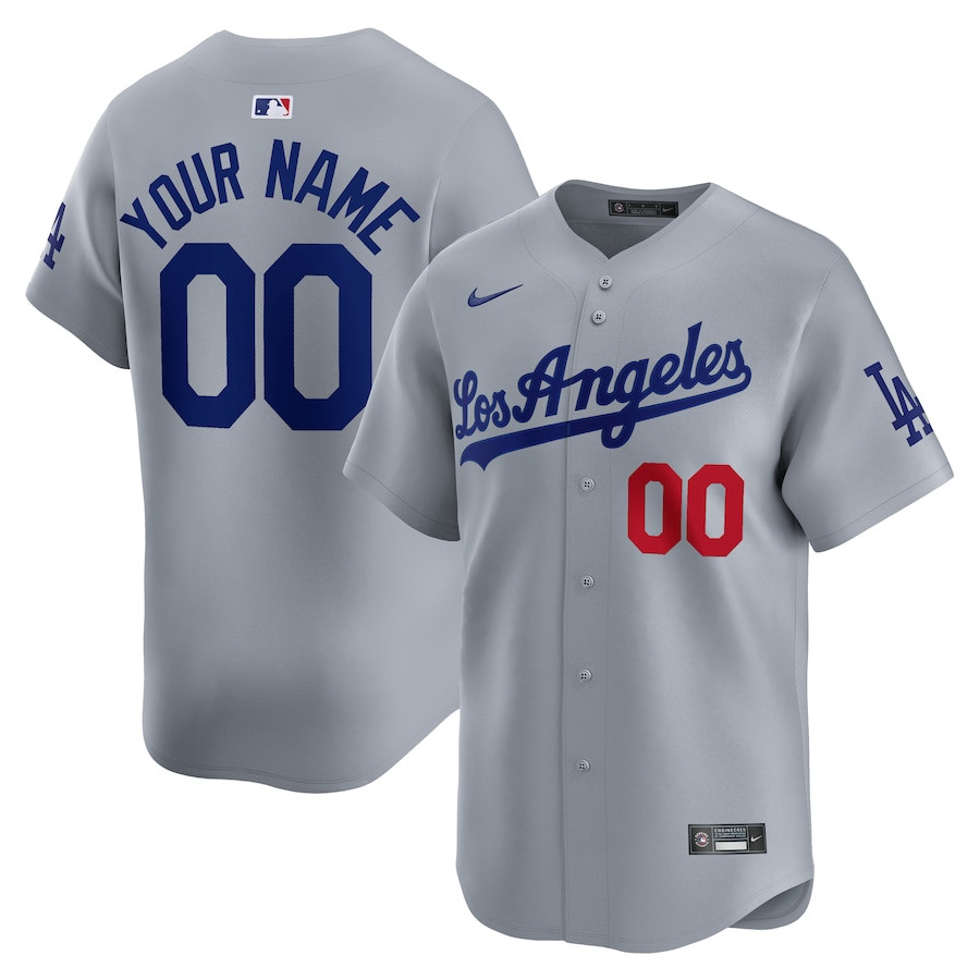 Los Angeles Dodgers Away Limited Custom Gray MLB Jersey Men's