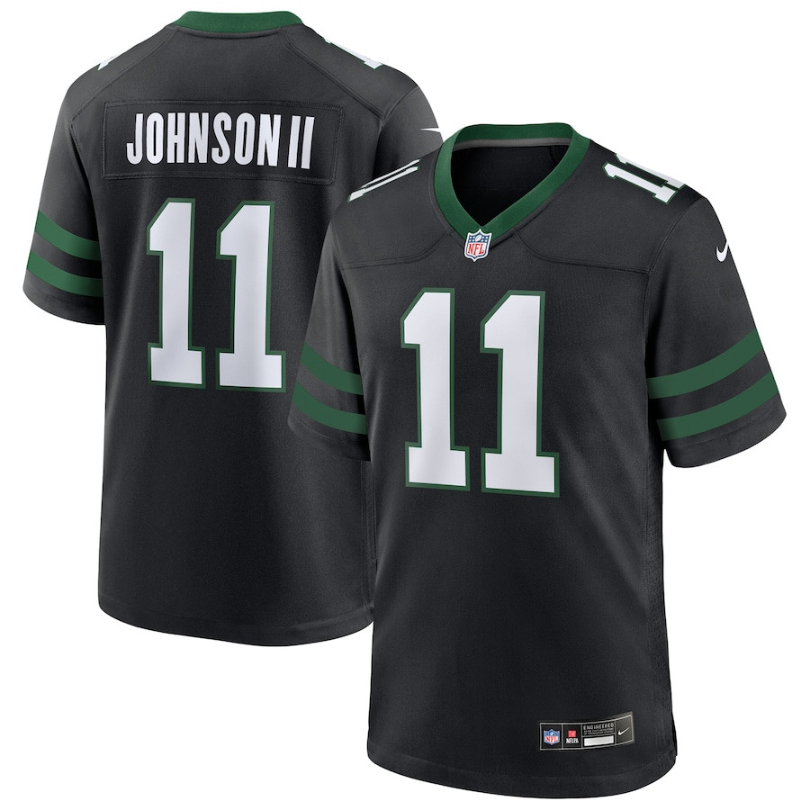 Jermaine Johnson II 11 New York Jets Alternate Game Legacy Black NFL Jersey Men's