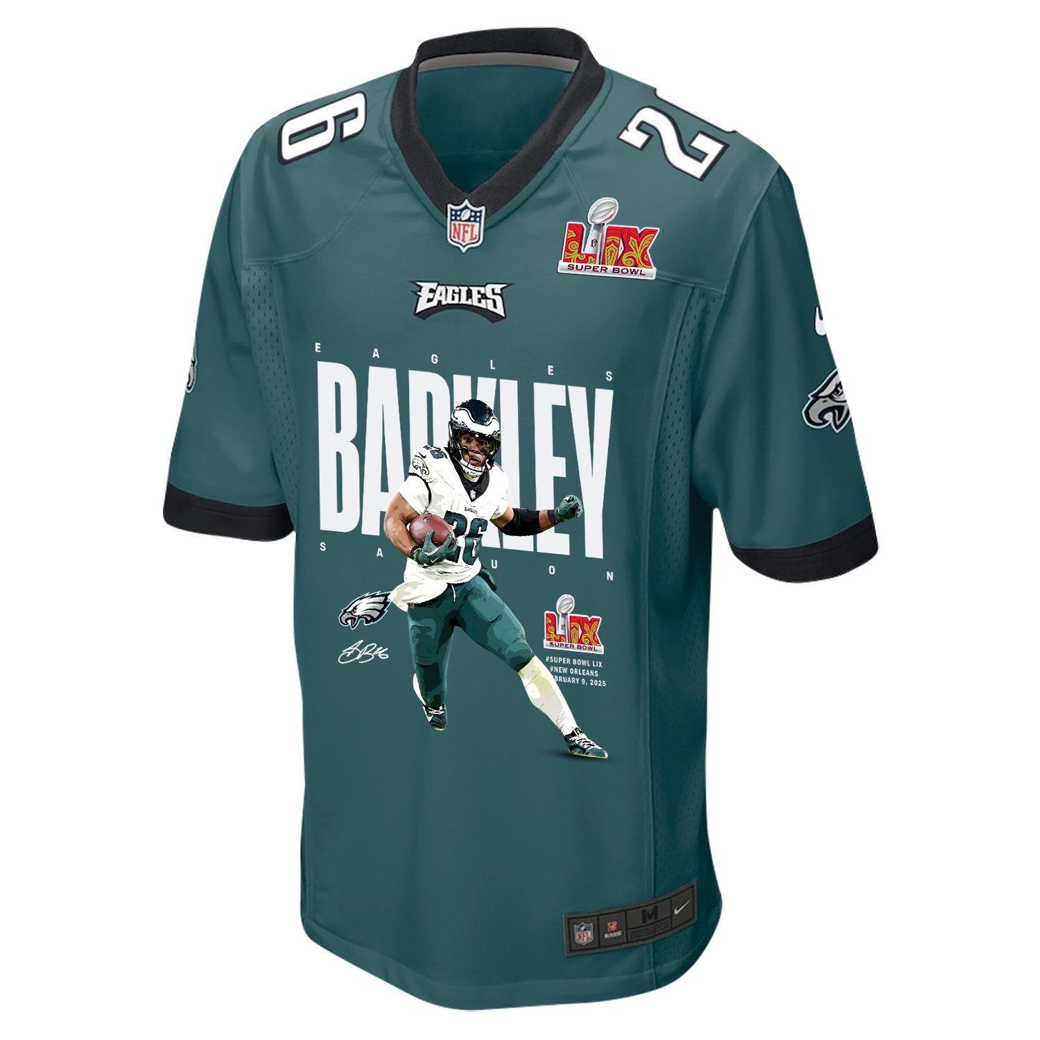 Saquon Barkley 26 Philadelphia Eagles Quon Solo' Game Midnight Green NFL Jersey Men's