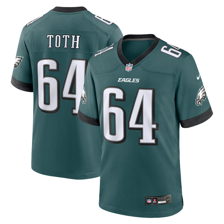 Brett Toth 64 Philadelphia Eagles Game Midnight Green NFL Jersey Men's