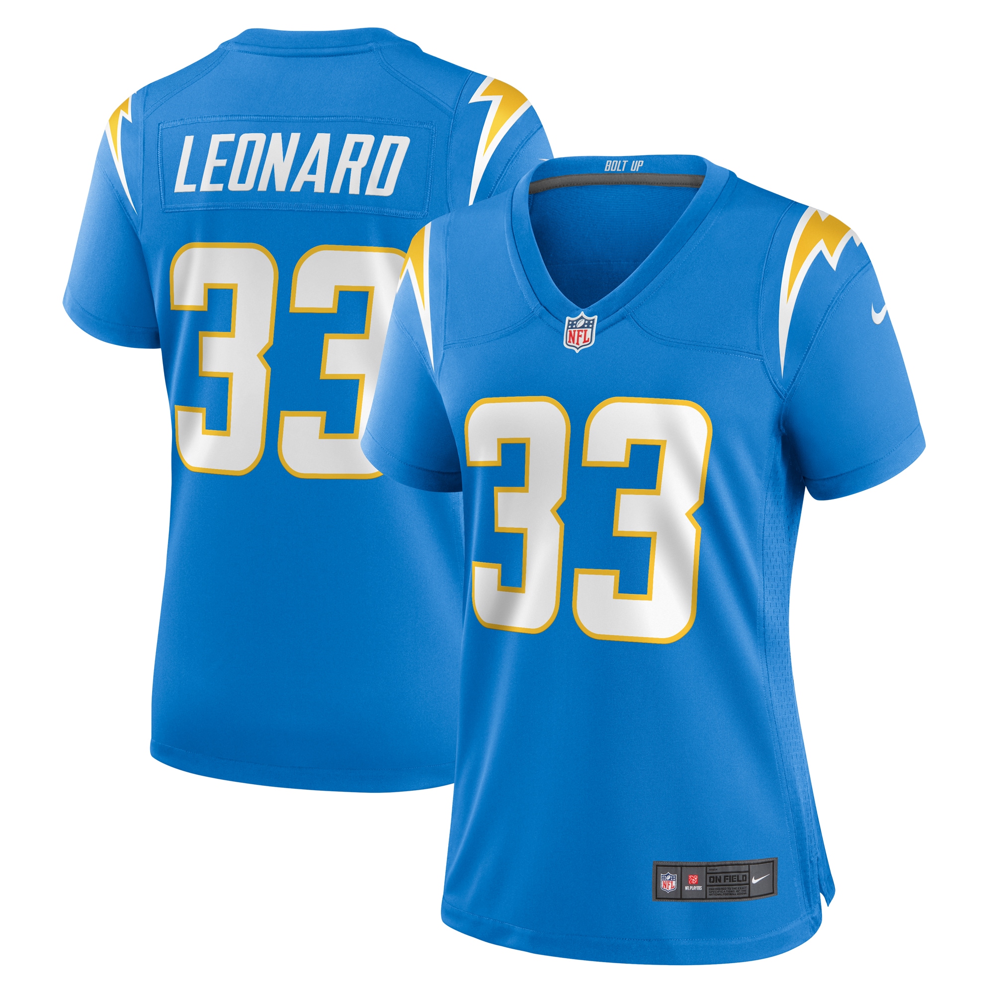 Los Angeles Chargers Deane Leonard Powder Blue Game Player NFL Jersey Women's