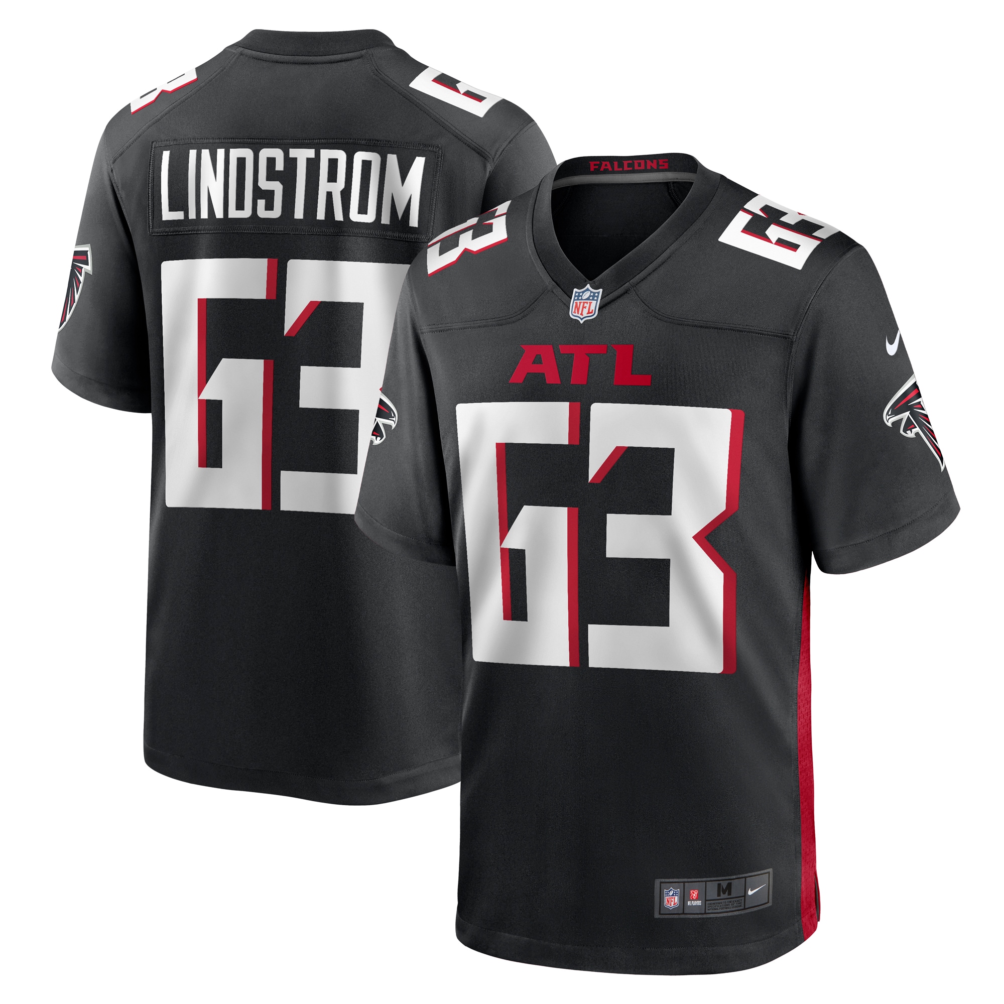 Atlanta Falcons Chris Lindstrom Black Team Game NFL Jersey Men's