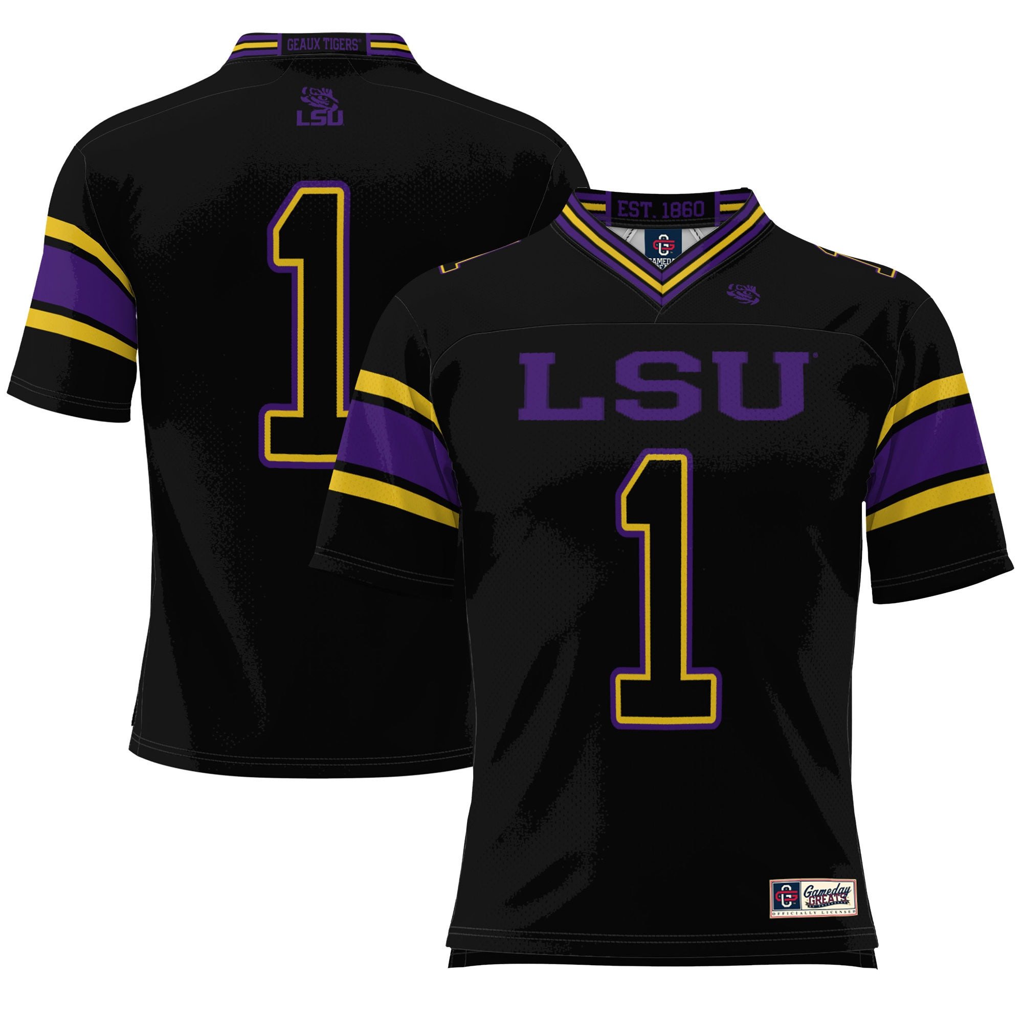 LSU Tigers ProSphere Endzone Football Black #1 NCAA Jersey Men's