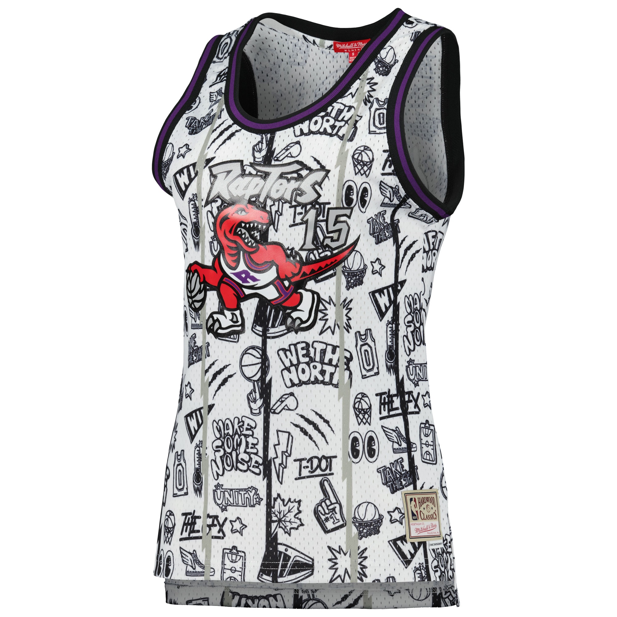 Mitchell Ness Vince Carte White Toronto Raptors 1998 Doodle Swingman NBA Jersey Women's