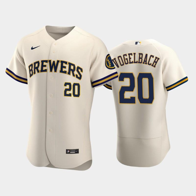Milwaukee Brewers 20 Daniel Vogelbach Home Team Cream MLB Jersey Men's