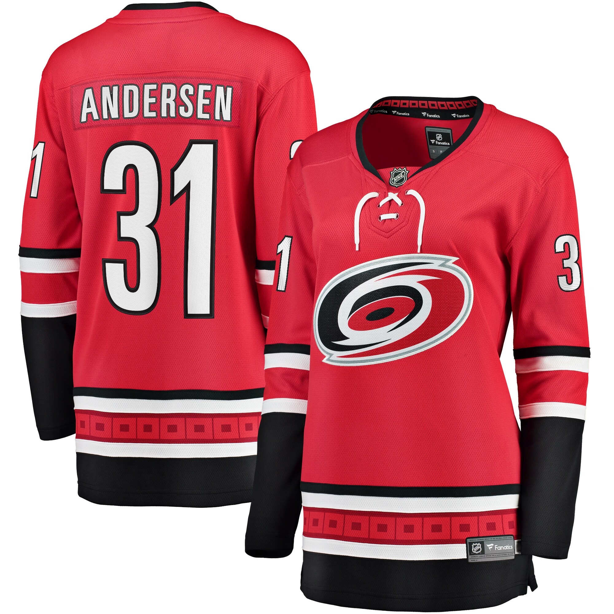 Carolina Hurricanes Frederik Andersen Red Alternate Breakaway Player NHL Jersey Women's