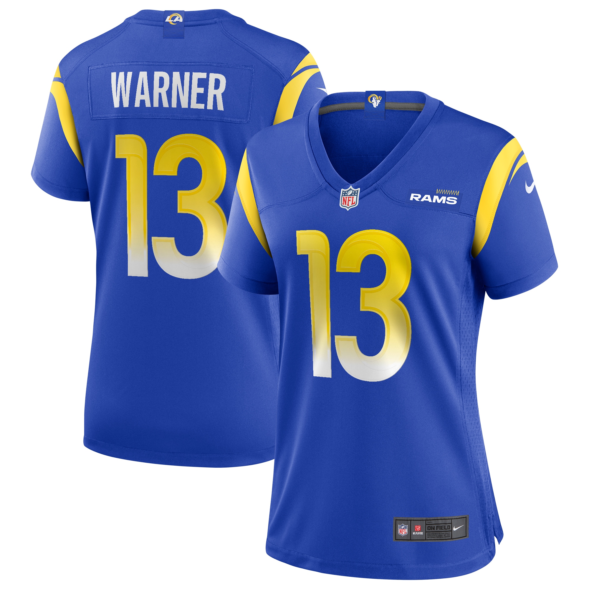 Los Angeles Rams Kurt Warner Royal Game Retired Player NFL Jersey Women's