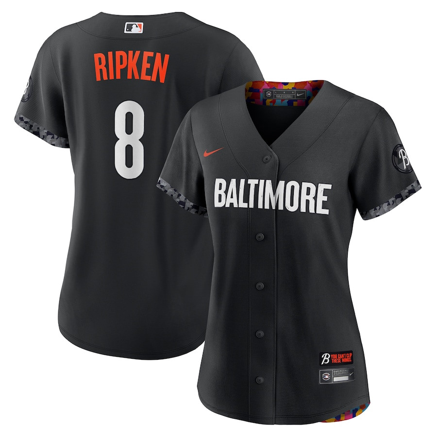 Cal Ripken 8 Baltimore Orioles 2023 City Connect Black MLB Jersey Women's