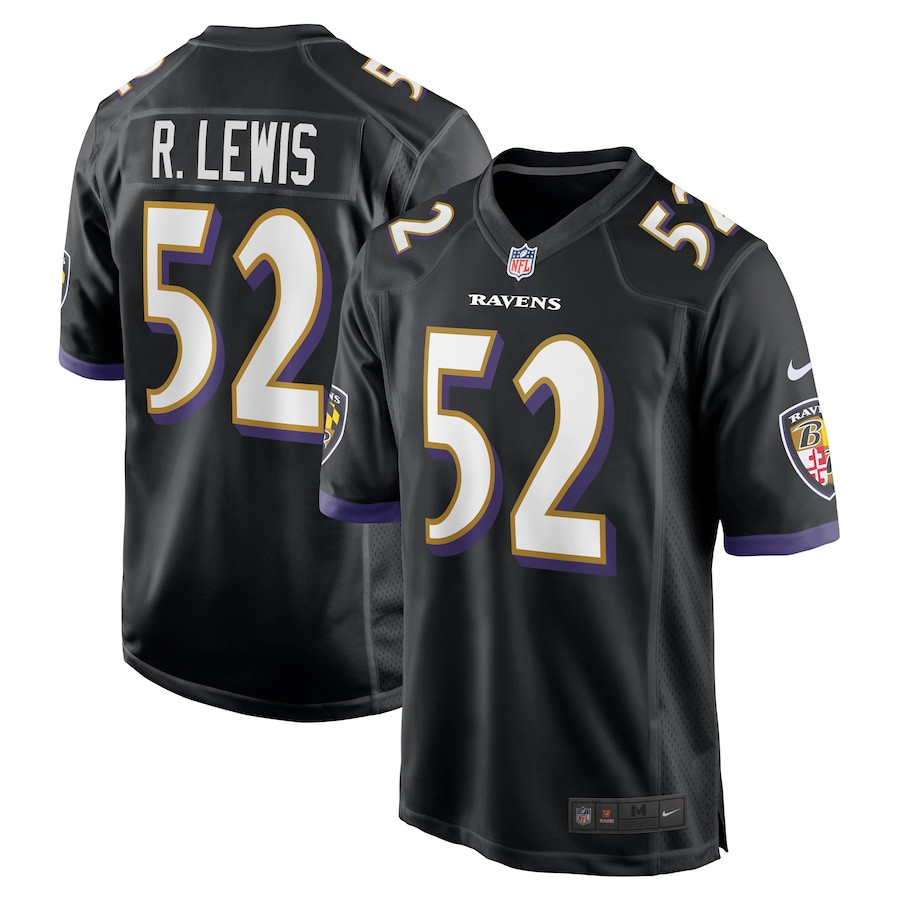 Ray Lewis 52 Baltimore Ravens Retired Black NFL Jersey Men's