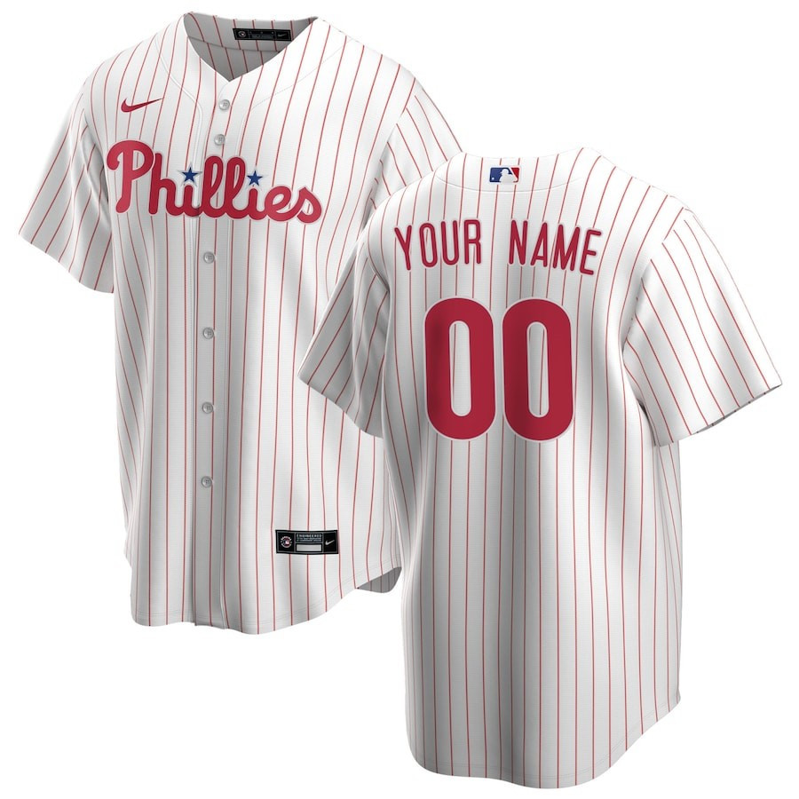Philadelphia Phillies Home Custom White MLB Jersey Men's