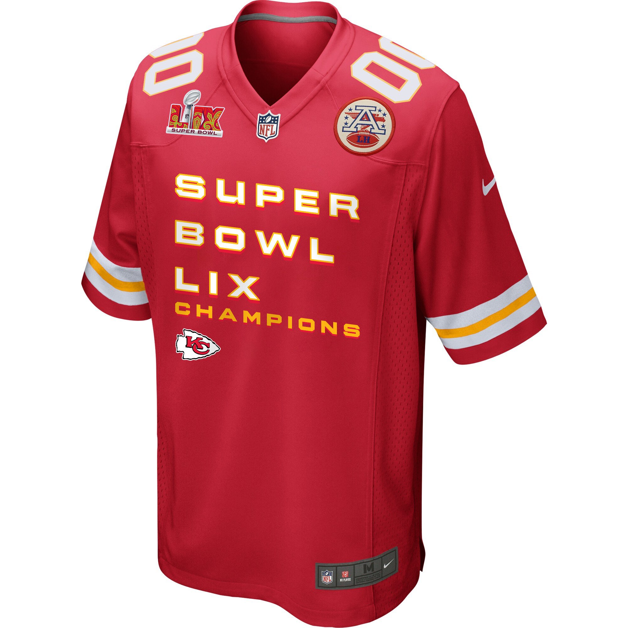 Kansas City Chiefs Super Bowl LIX Champions V3 Game Custom Red NFL Jersey Men's