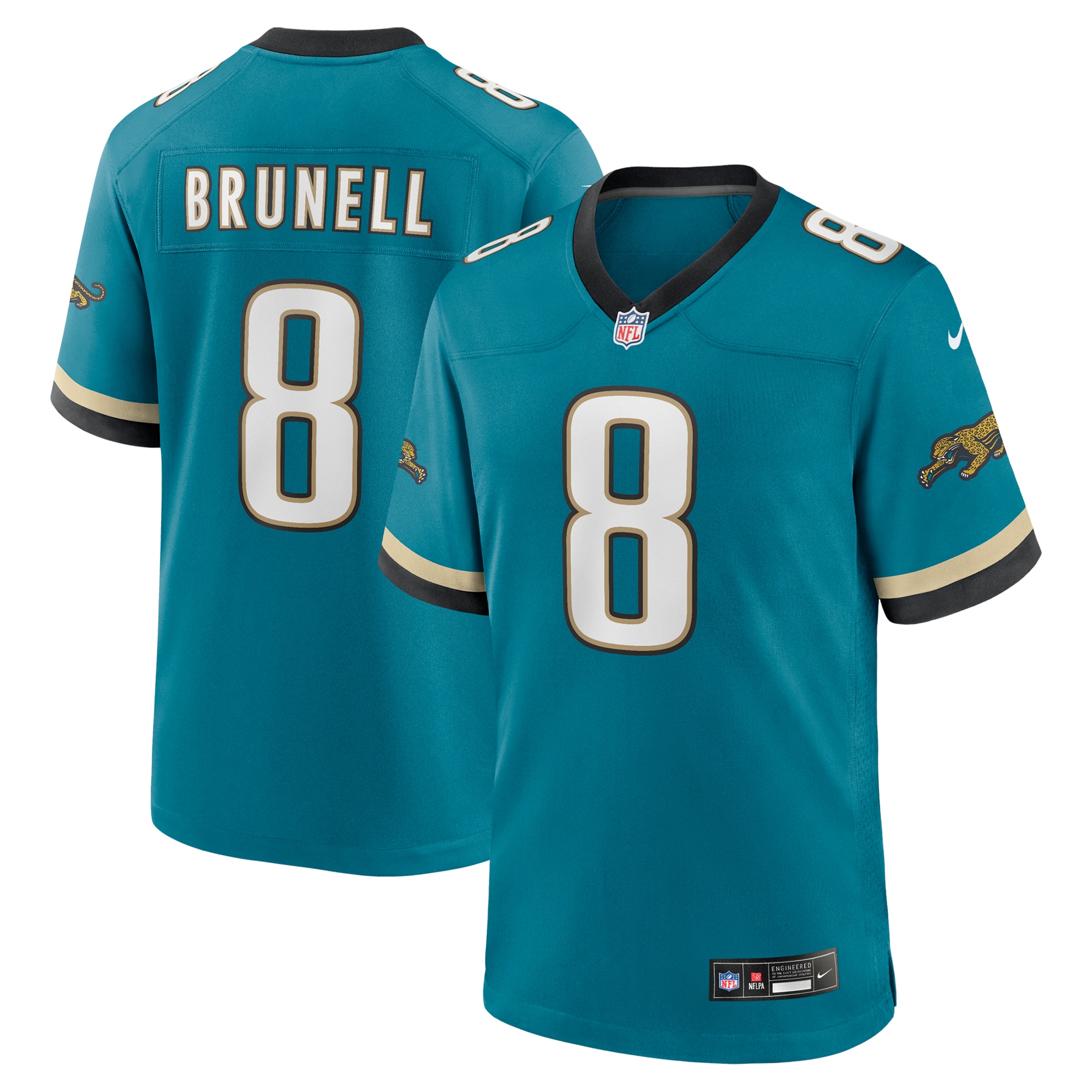 Jacksonville Jaguars Mark Brunell Teal Prowler Throwback Retired Player Game NFL Jersey Men's