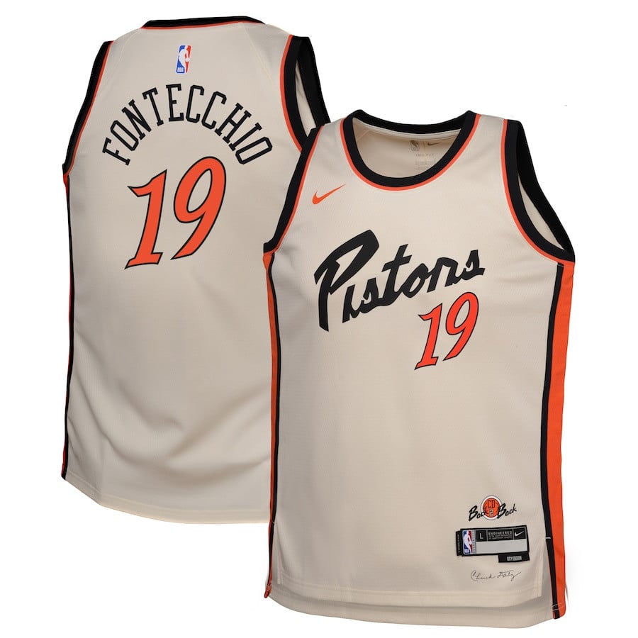 Simone Fontecchio 19 Detroit Pistons 2024/25 Swingman Playe City Edition Cream NBA Jersey Youth