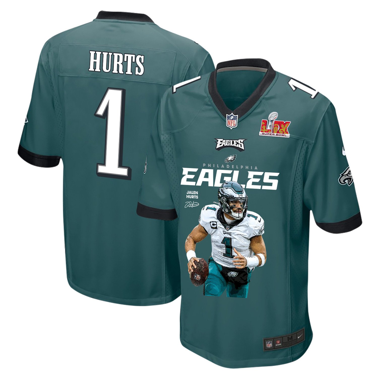 Jalen Hurts 1 Philadelphia Eagles The Hurtsbreakers' Game Midnight Green NFL Jersey Men's