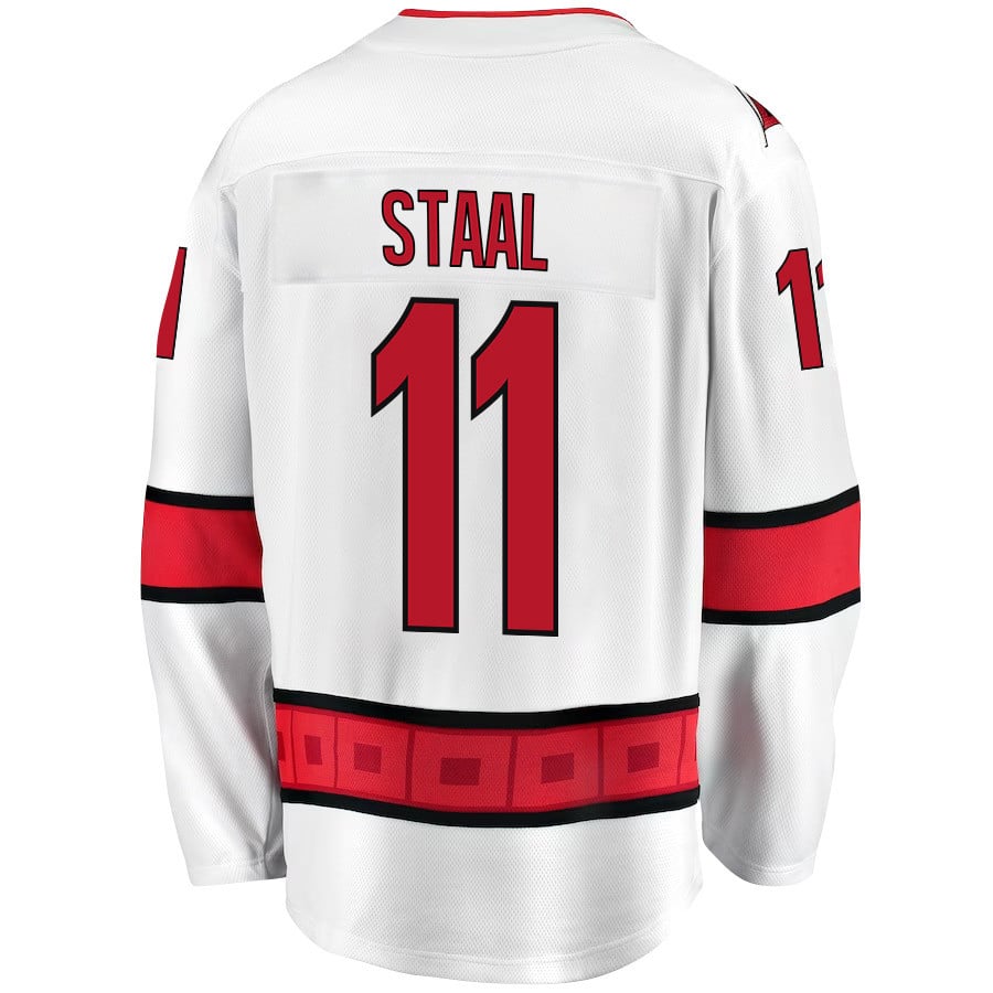 Jordan Staal 11 Carolina Hurricanes Stanley Cup 2023 Playoffs Patch Away Breakaway White NHL Jersey Men's