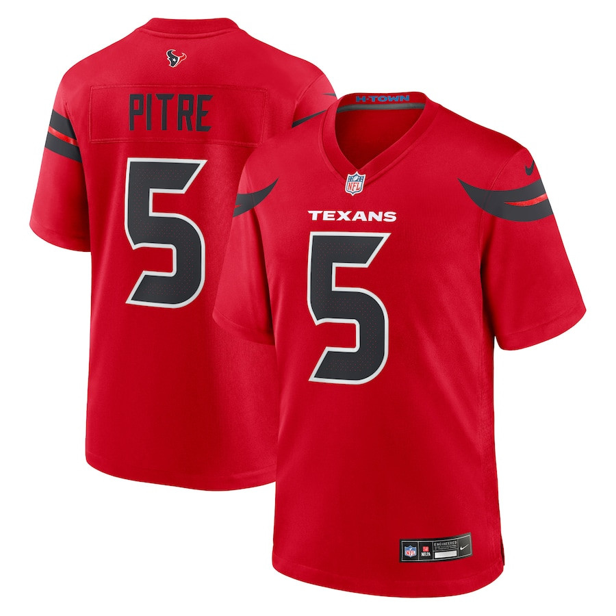 Jalen Pitre 5 Houston Texans Game Red NFL Jersey Men's