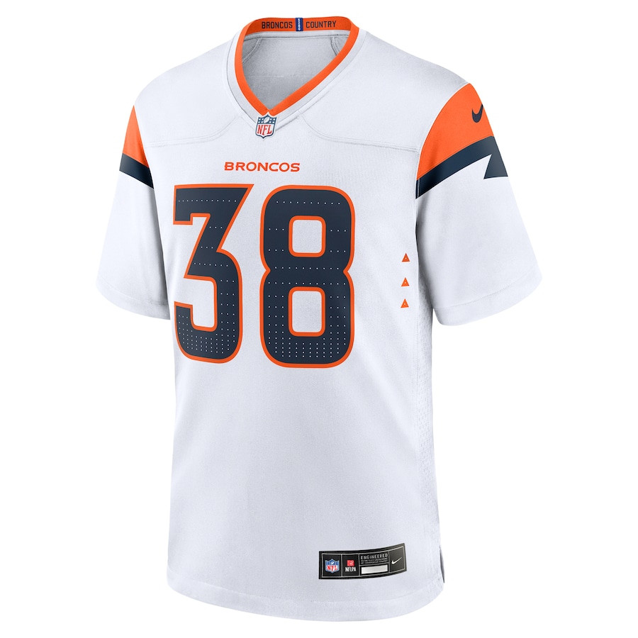 Jaleel McLaughlin 38 Denver Broncos Game White NFL Jersey Men's