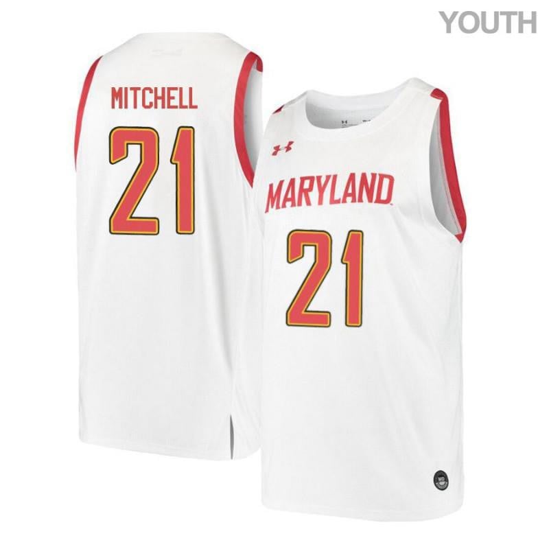 Under Armour 21 Makhi Mitchel White Retro Maryland Terrapins NCAA Jersey Youth
