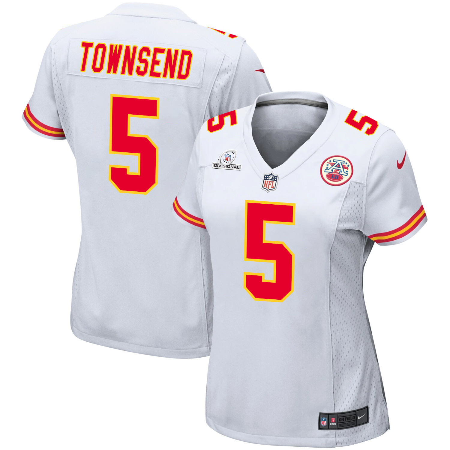 Tommy Townsend 5 Kansas City Chiefs Super Bowl LVIII Patch Game White NFL Jersey Women's
