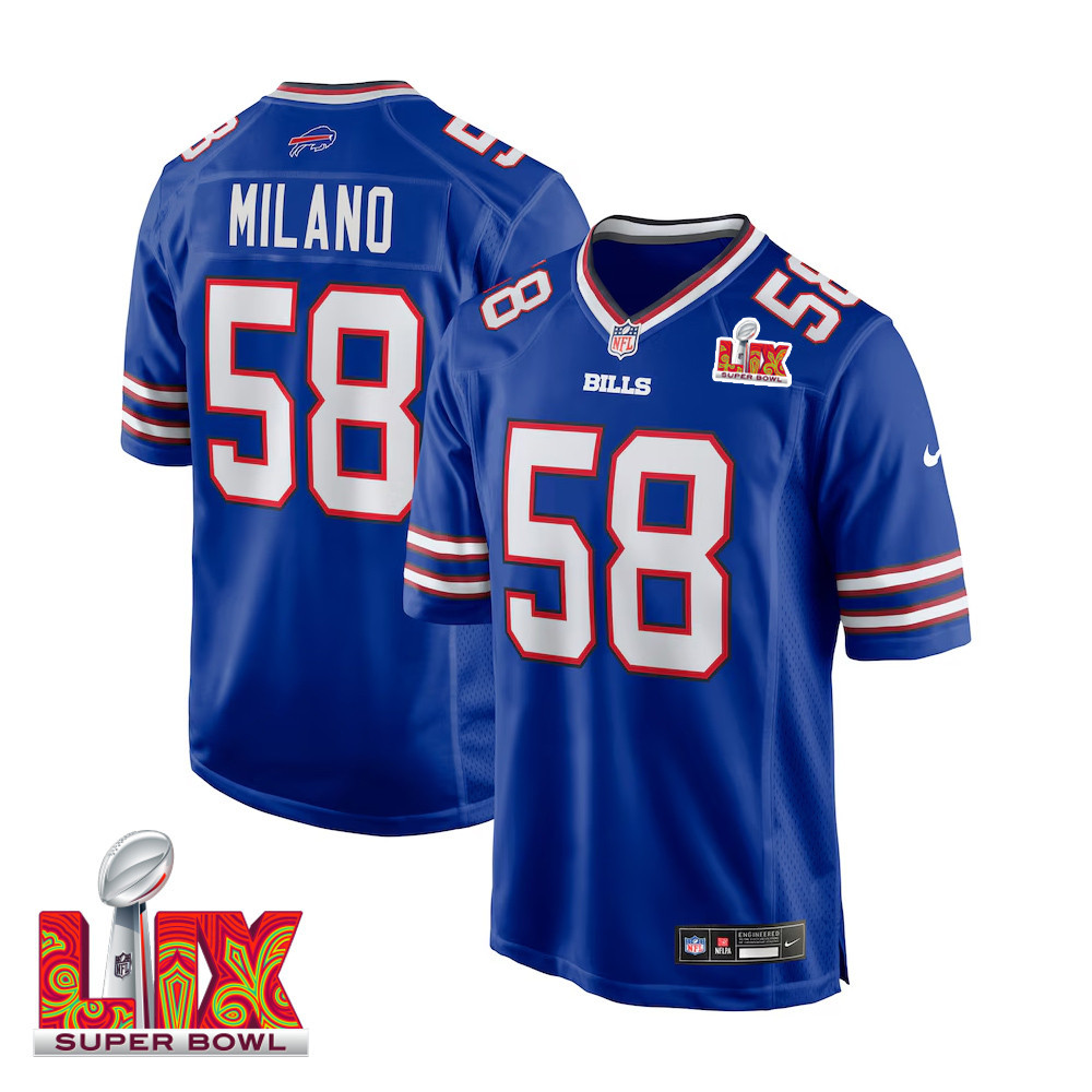 Matt Milano #58 Buffalo Bills Super Bowl LIX Royal NFL Jersey Men's