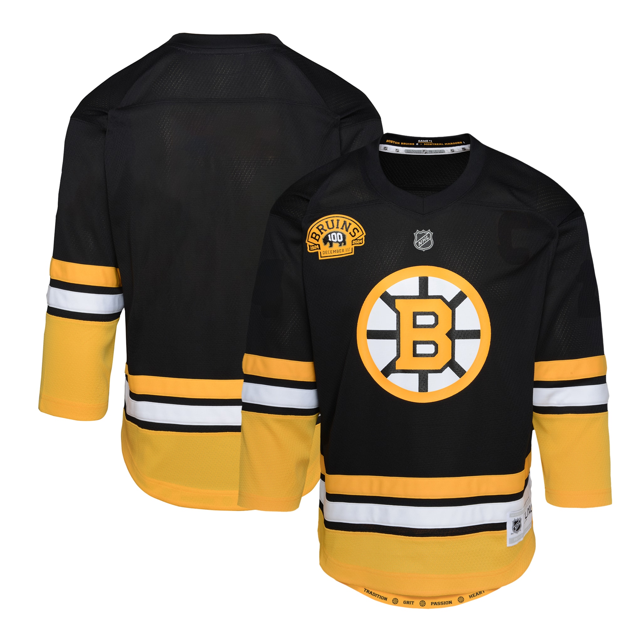 Infant Boston Bruins Black 100th Anniversary NHL Jersey Men's