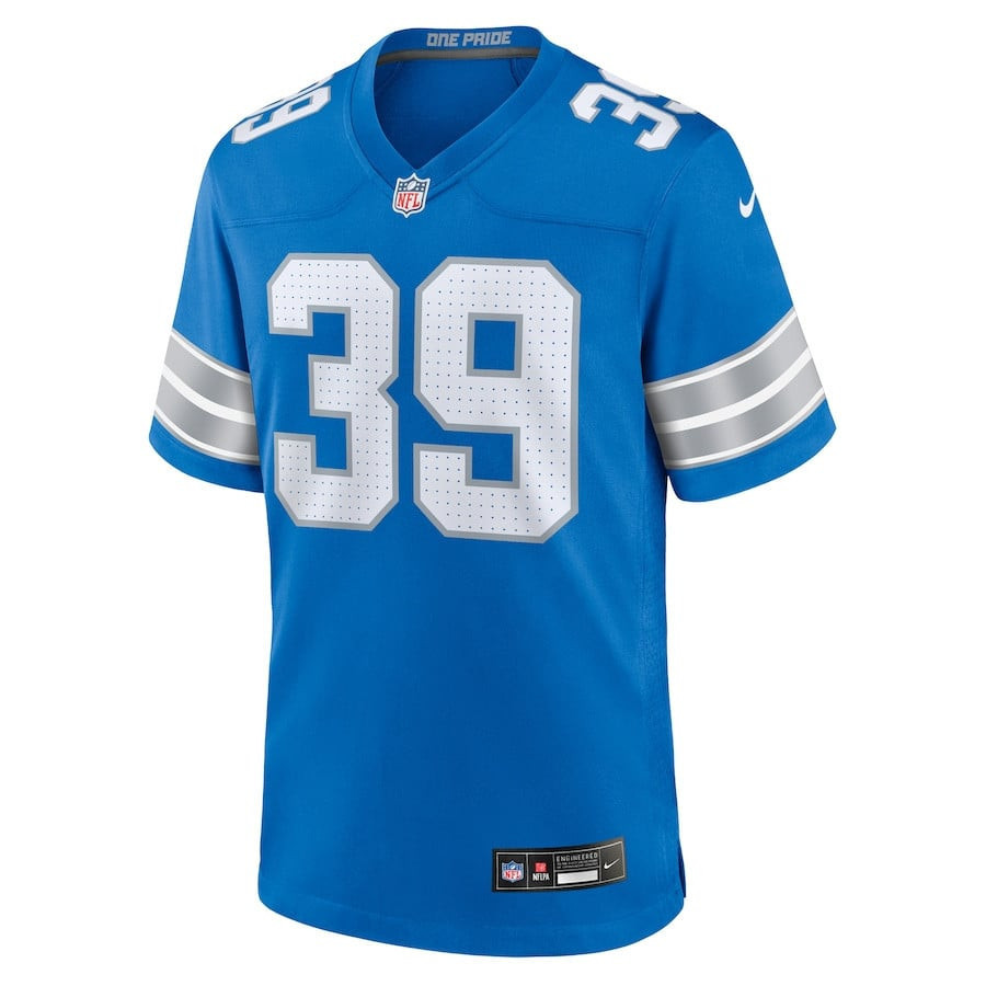 Morice Norris 39 Detroit Lions Game Blue NFL Jersey Men's