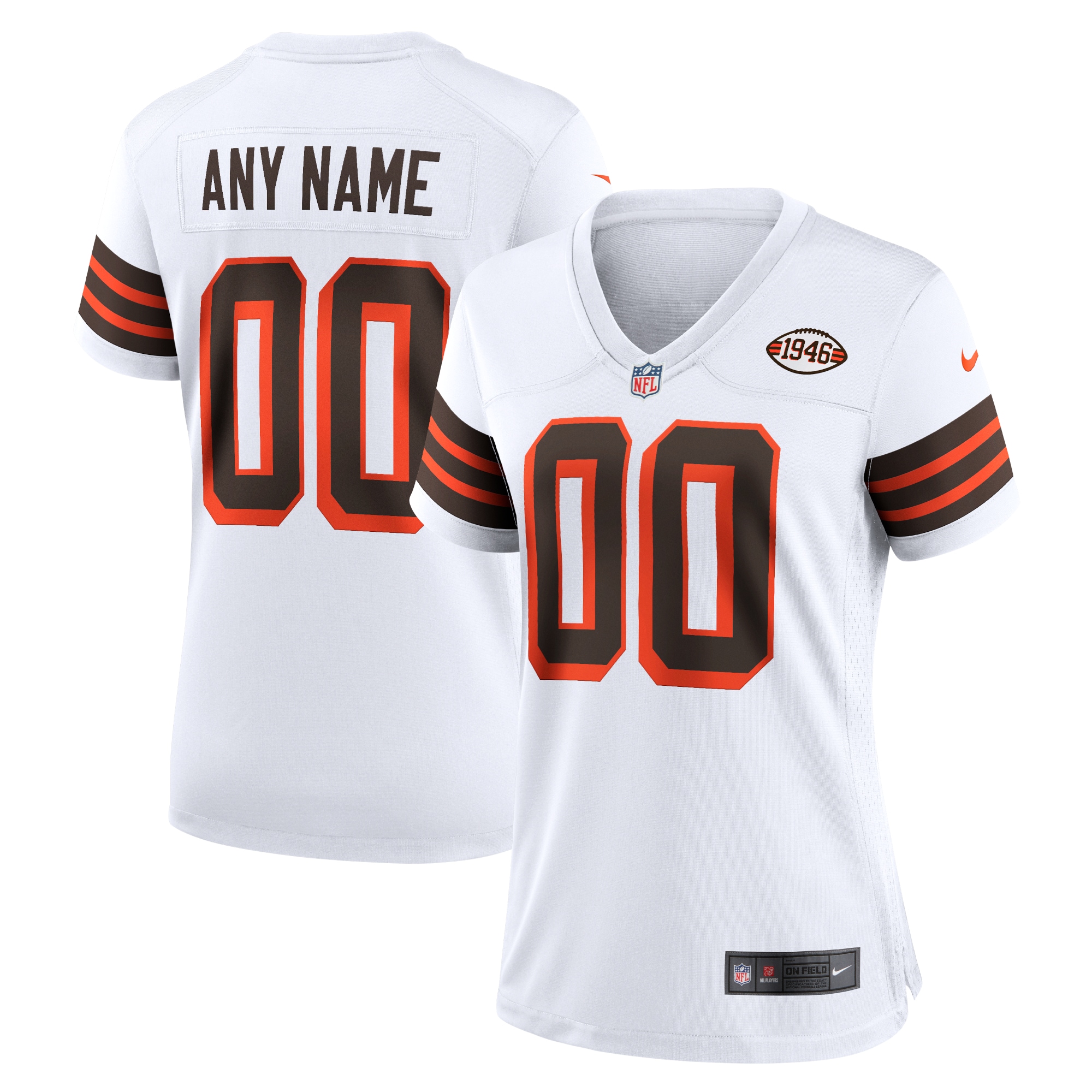 Cleveland Browns White 1946 Collection Alternate Custom NFL Jersey Women's
