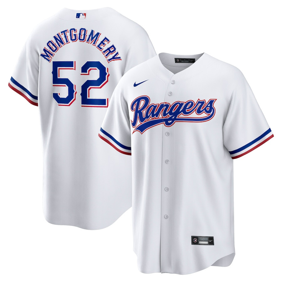 Jordan Montgomery 52 Texas Rangers Home White MLB Jersey Men's