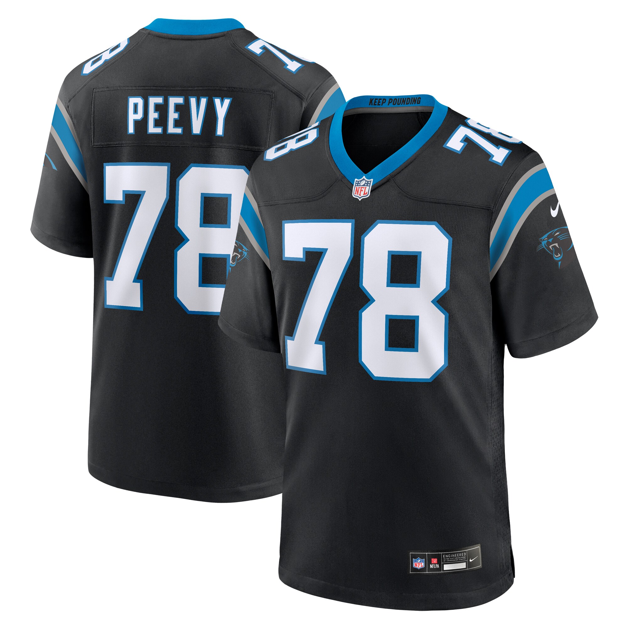 Carolina Panthers Jayden Peevy Black Game NFL Jersey Men's