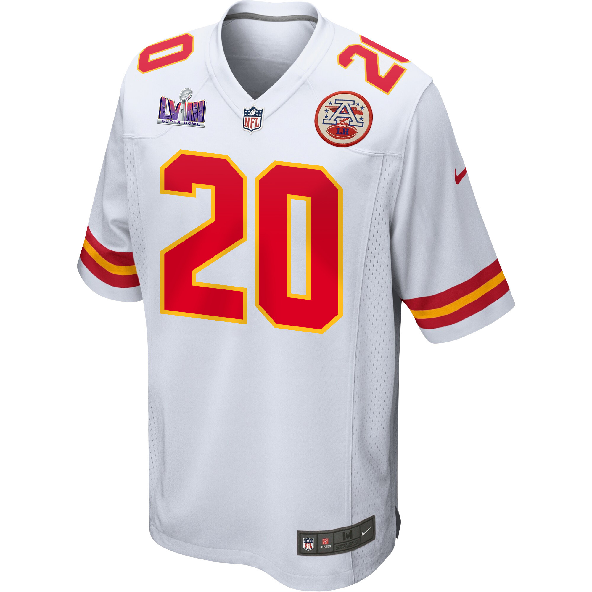 Justin Reid 20 Kansas City Chiefs Super Bowl LVIII Patch Game White NFL Jersey Men's